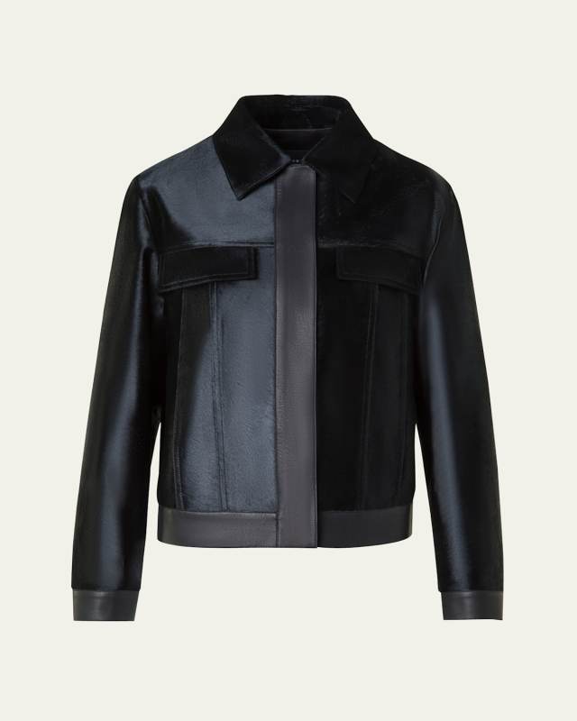 Gemini Calf Shearling and Leather Trucker Jacket